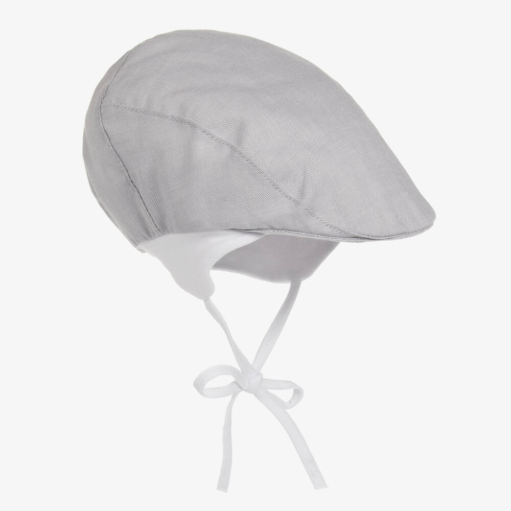 Jamiks - Grey Organic Cotton Baby Flat Cap | Childrensalon