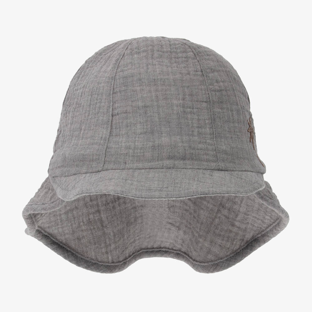 Jamiks-Grey Organic Cotton Sun Hat | Childrensalon Outlet