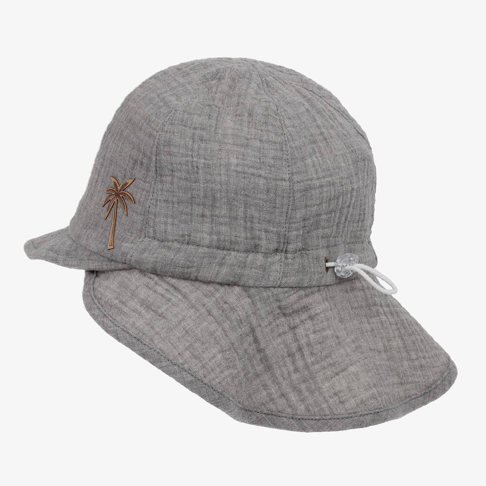 Jamiks-Grey Organic Cotton Sun Hat | Childrensalon Outlet