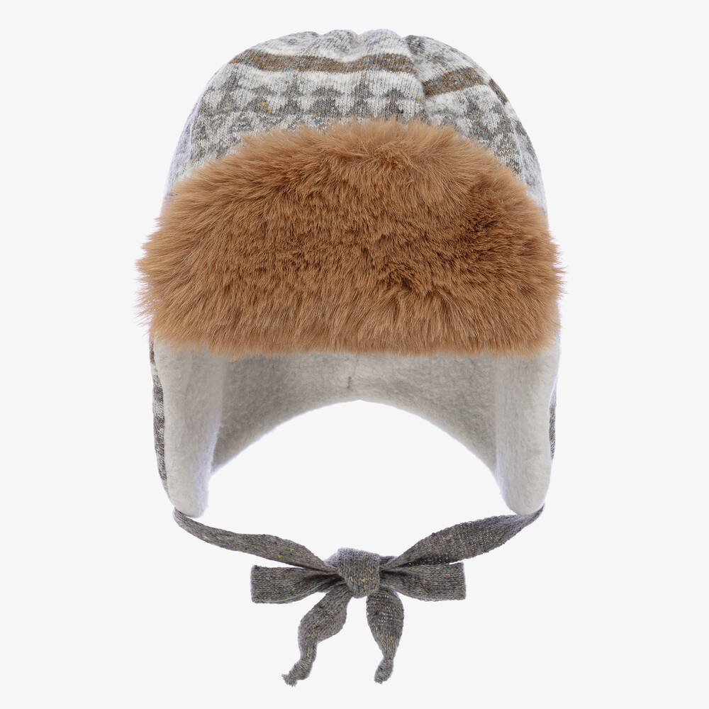 Jamiks-Серая шерстяная шапка с узором | Childrensalon Outlet
