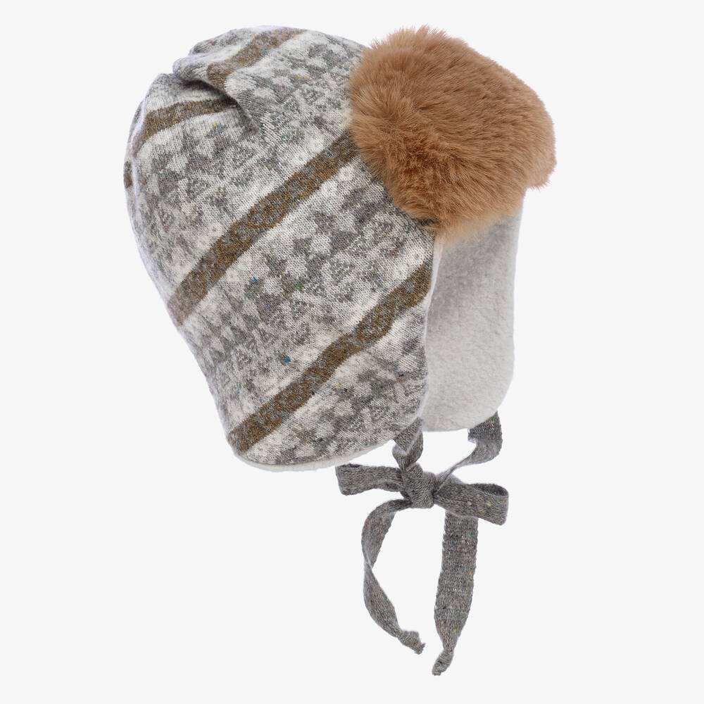 Jamiks-Серая шерстяная шапка с узором | Childrensalon Outlet