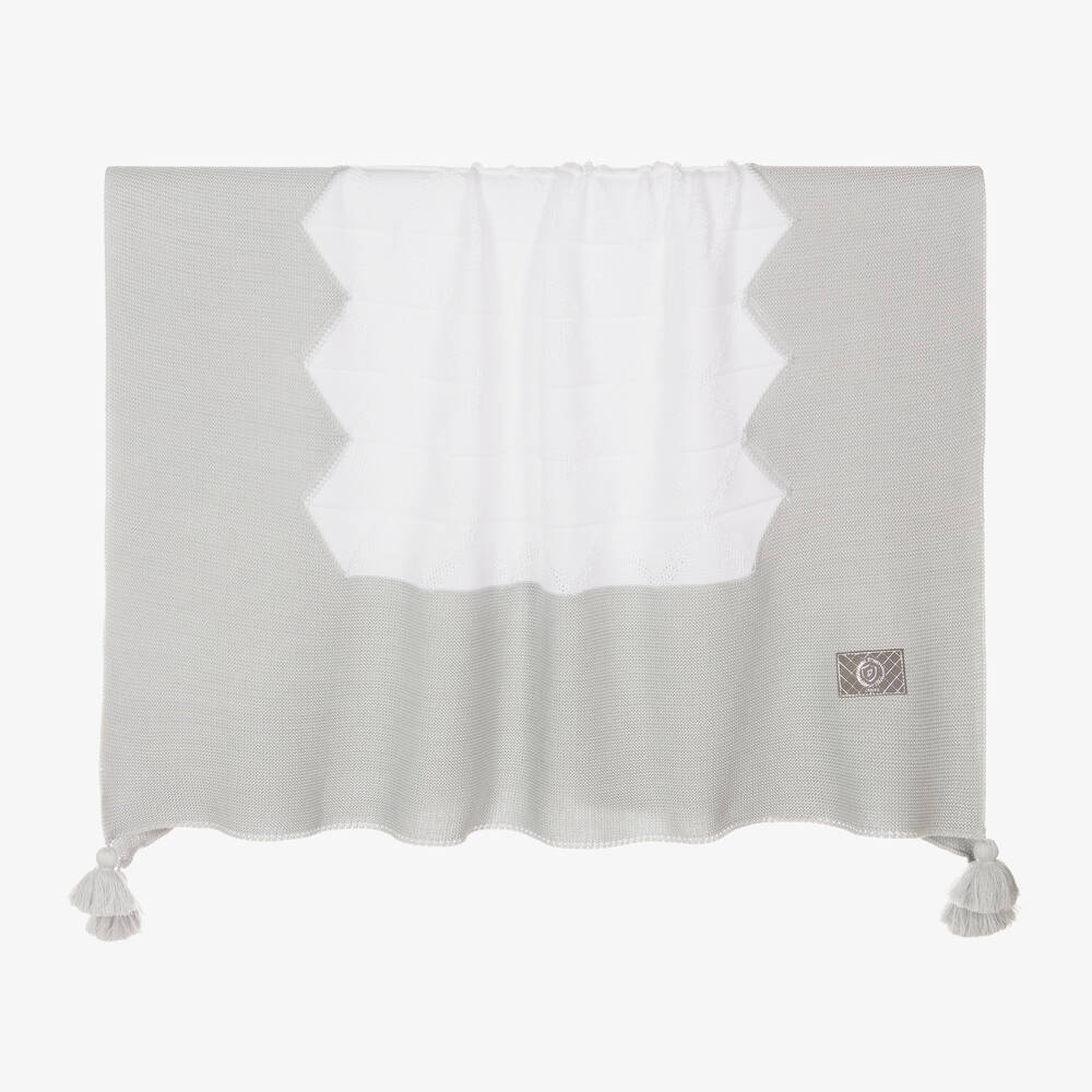 Jamiks - Серо-белое трикотажное одеяло (100см) | Childrensalon