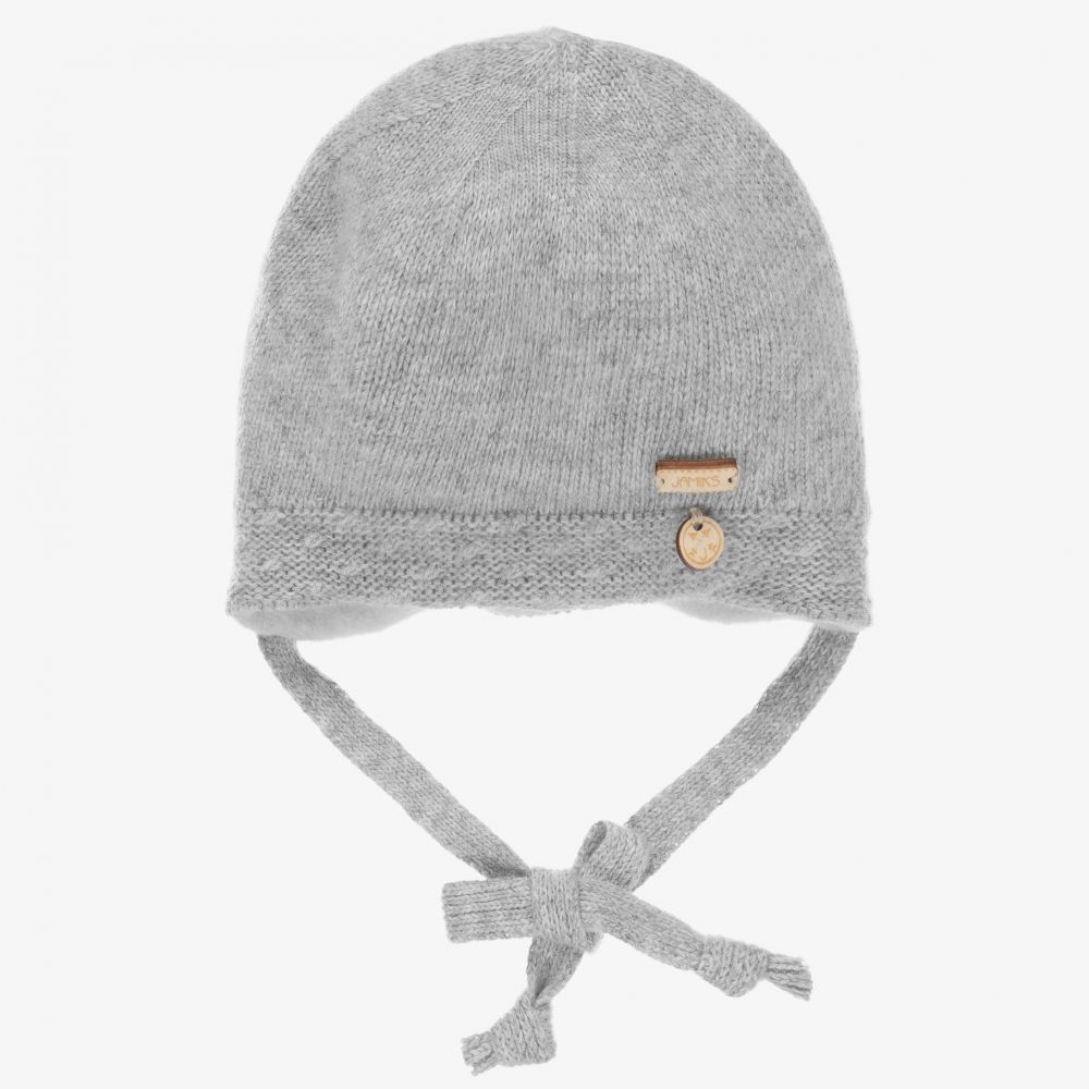 Jamiks - Bonnet gris en maille de laine | Childrensalon