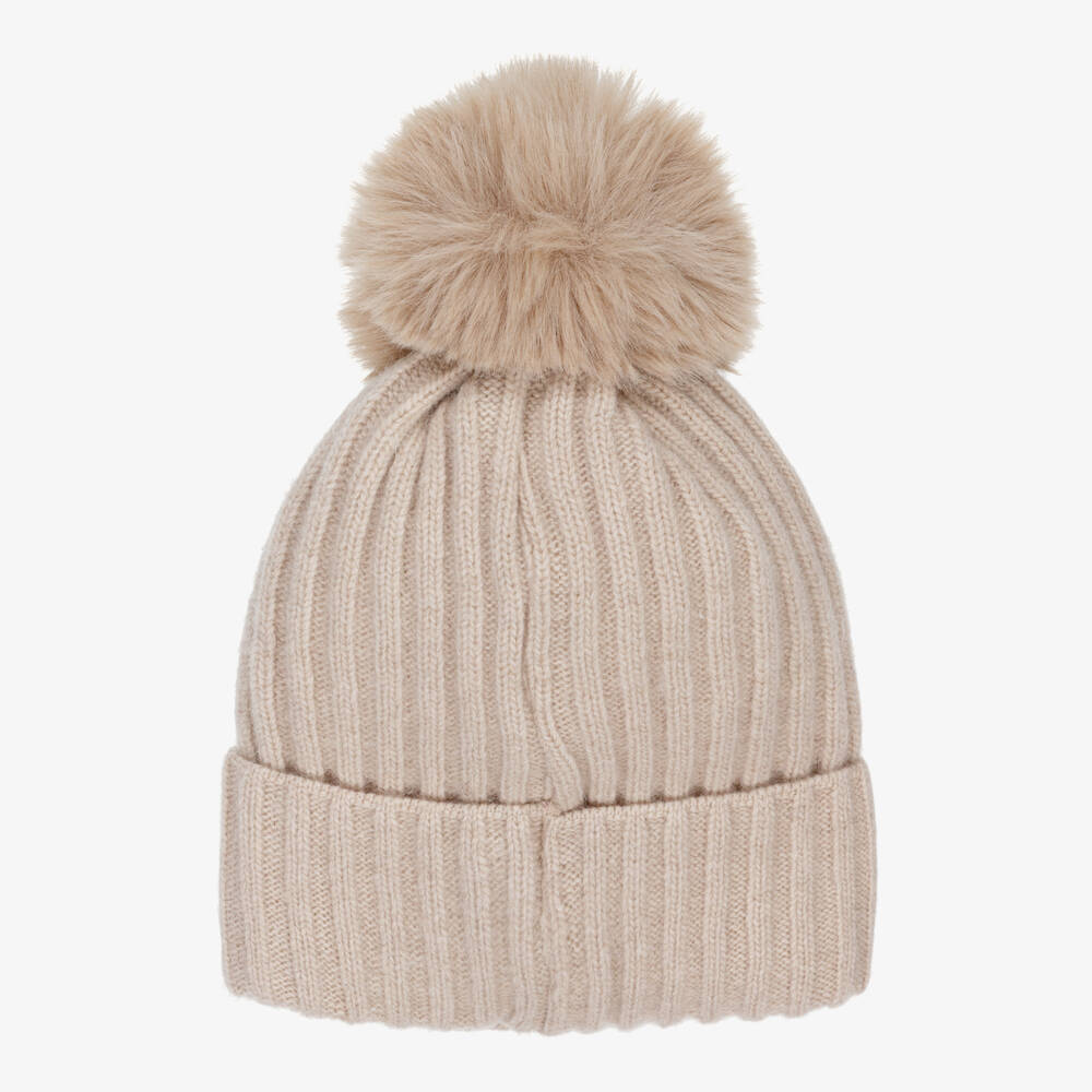 Jamiks-Шапка с помпоном из бежевой мериносовой шерсти для малышей | Childrensalon Outlet