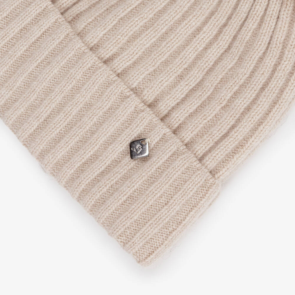 Jamiks-Шапка с помпоном из бежевой мериносовой шерсти для малышей | Childrensalon Outlet