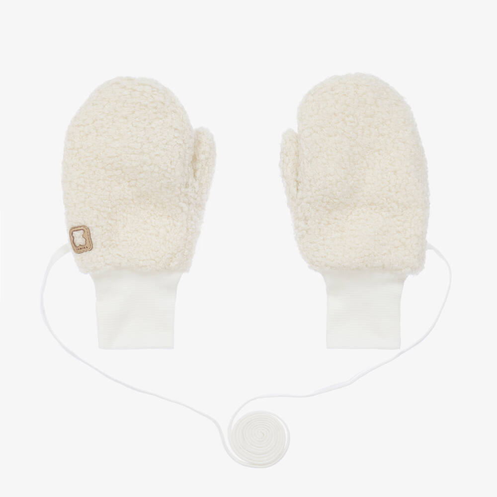 Jamiks-Ivory Bouclé Fleece Mittens | Childrensalon Outlet