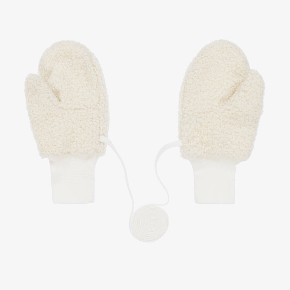 Jamiks-Ivory Bouclé Fleece Mittens | Childrensalon Outlet