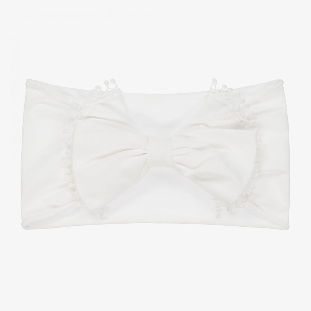 Jamiks - Ivory Bow Cotton Headband | Childrensalon