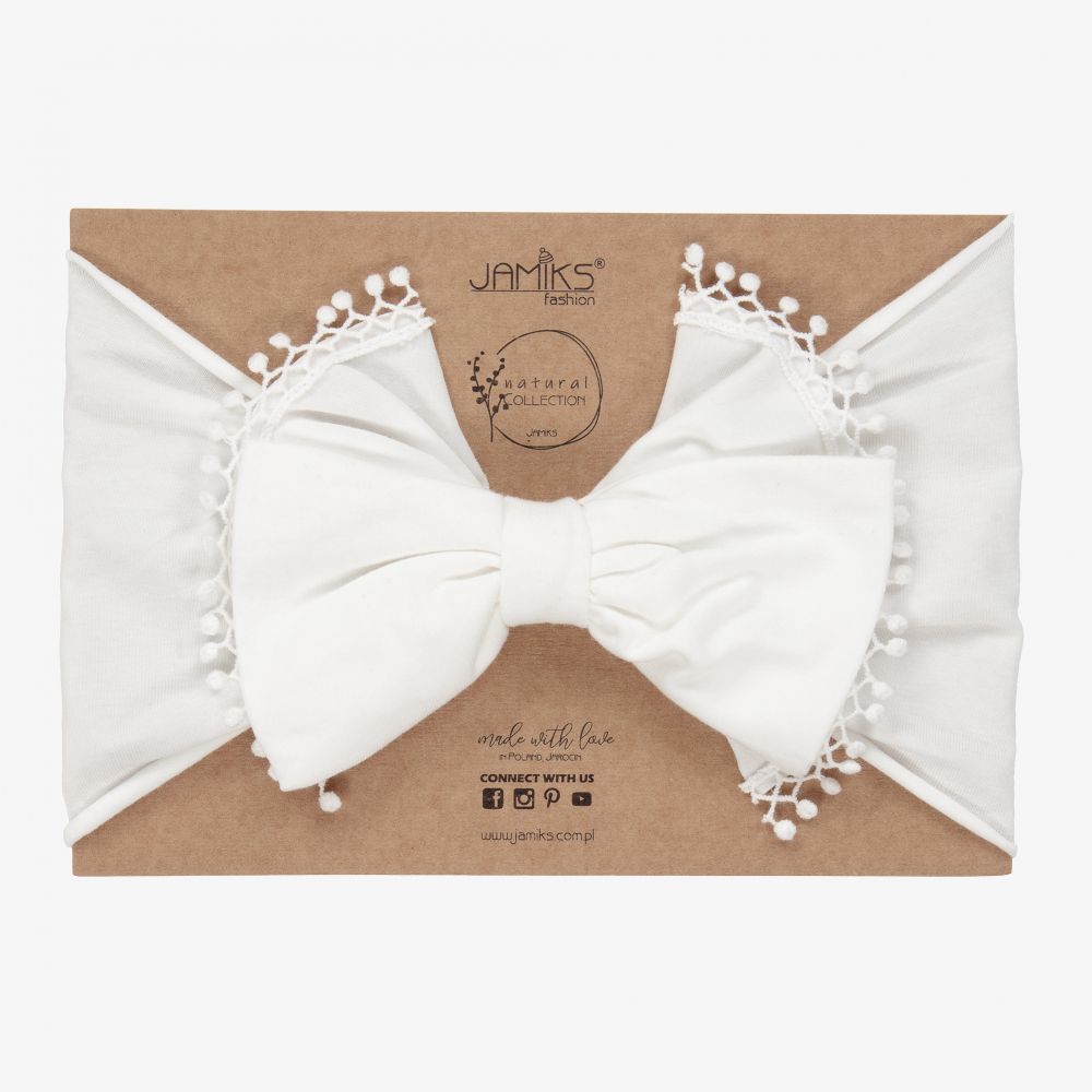 Jamiks-Кремовая хлопковая повязка на голову с бантом | Childrensalon Outlet