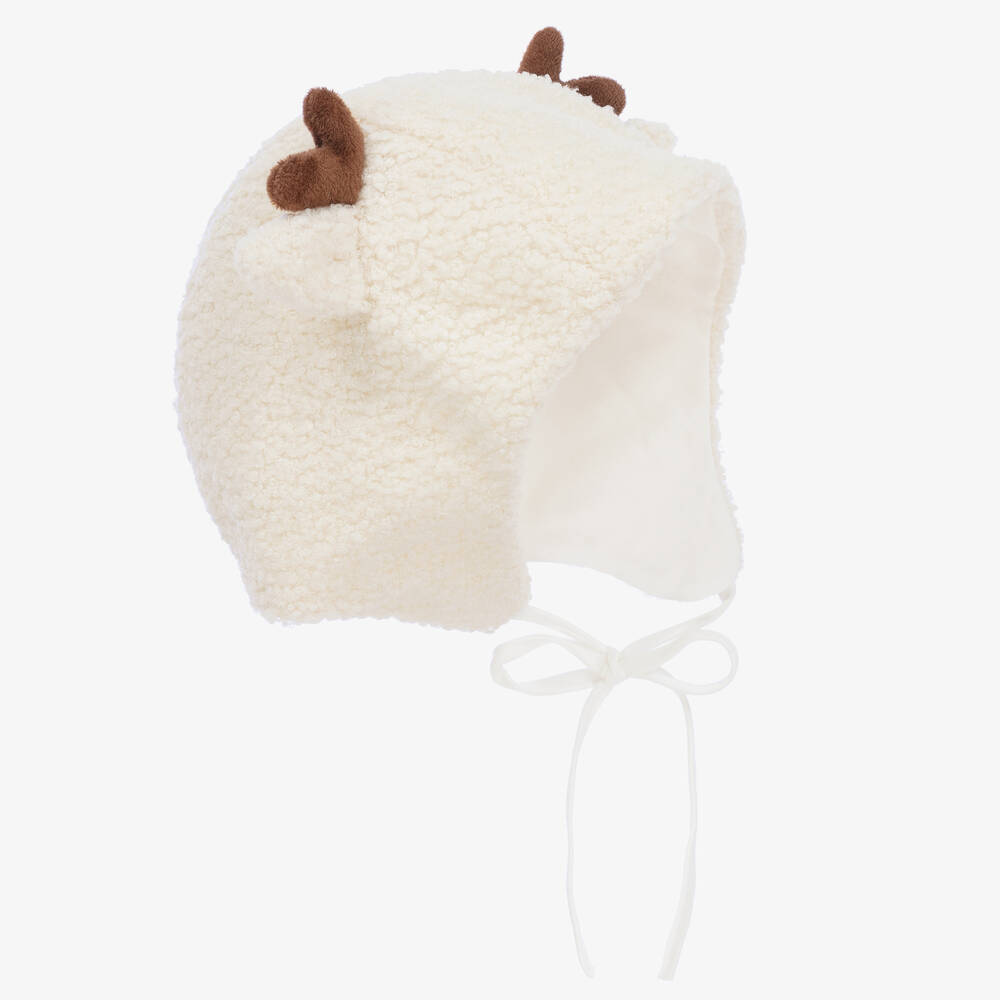 Jamiks-قبعة أطفال رضع قطن بوكليه فليس لون عاجي  | Childrensalon Outlet
