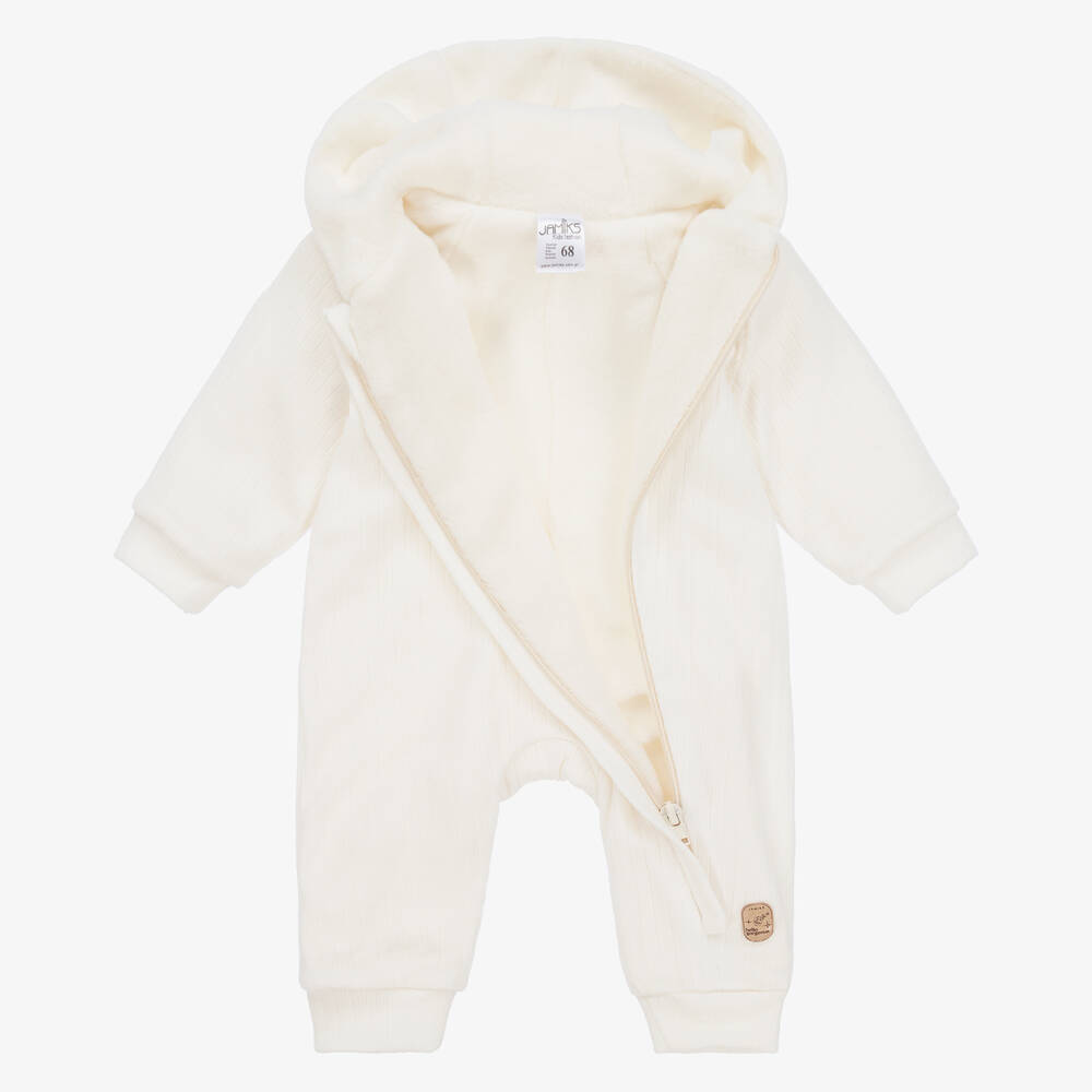 Jamiks-Кремовый комбинезон из джерси для коляски с ушками кролика | Childrensalon Outlet