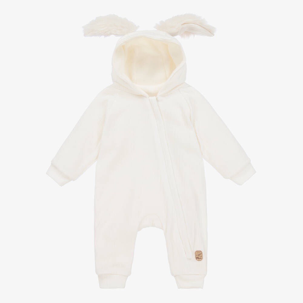 Jamiks-Ivory Jersey Bunny Ears Pramsuit | Childrensalon Outlet