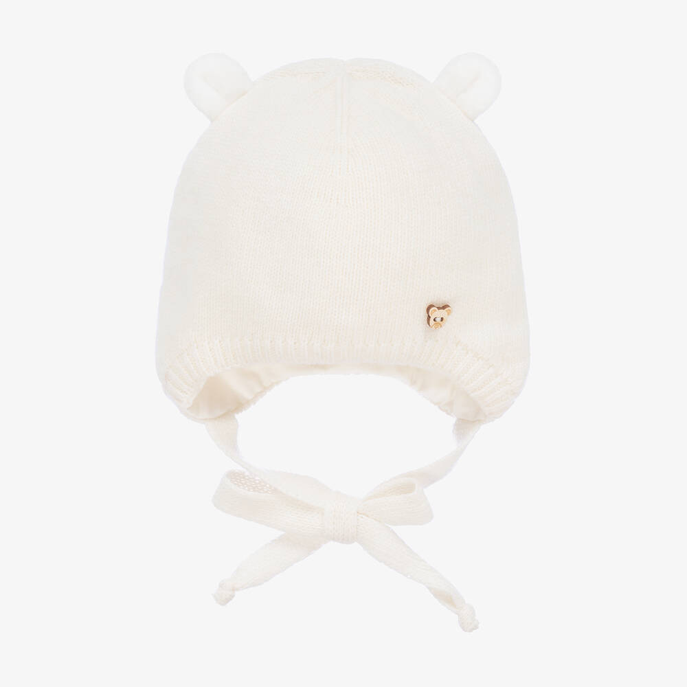 Jamiks - Ivory Knitted Ears Baby Hat | Childrensalon