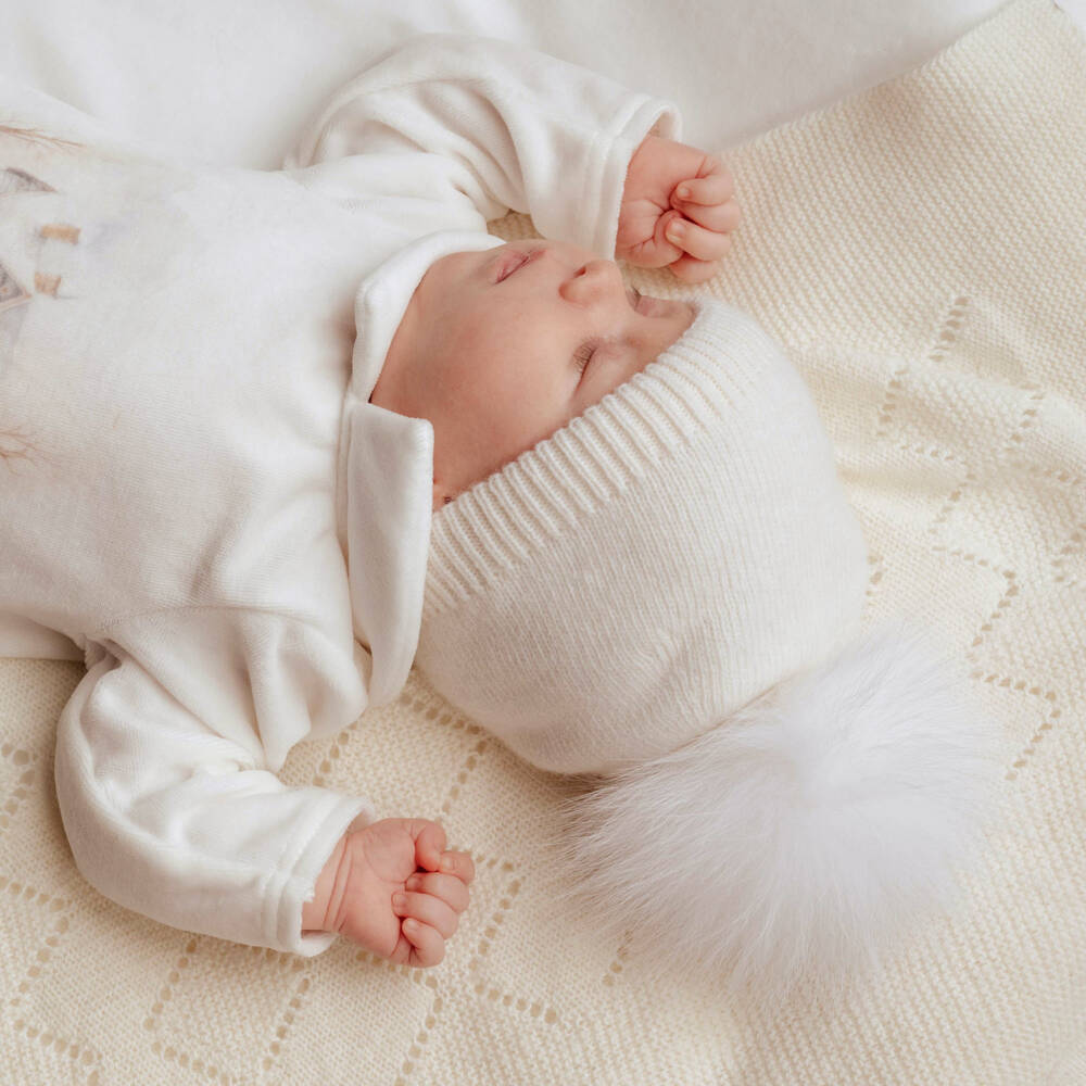 Jamiks-Кремовая шерстяная шапочка с помпоном для малышей | Childrensalon Outlet