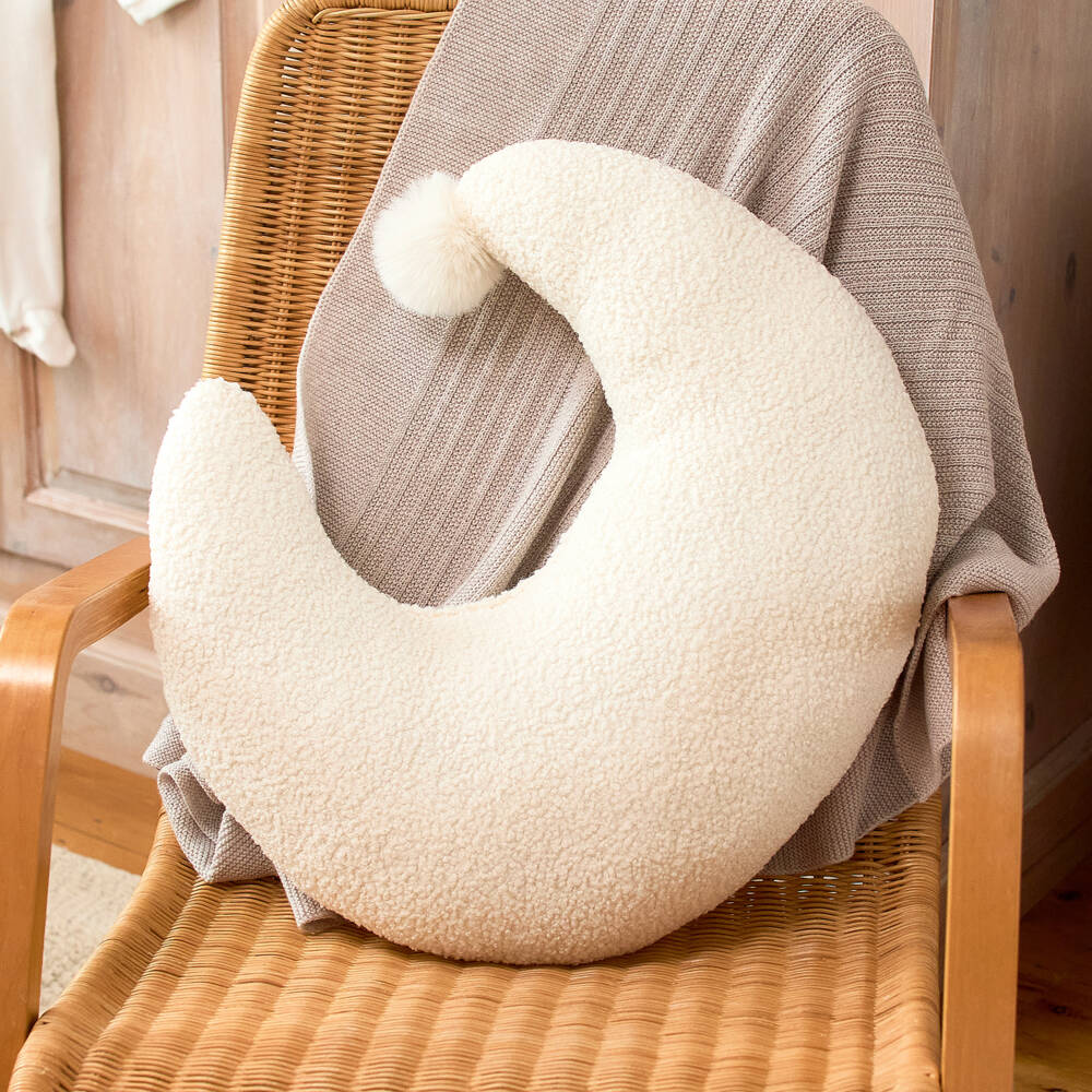 Jamiks-Ivory Moon Bouclé Fleece Nursing Pillow (52cm) | Childrensalon Outlet