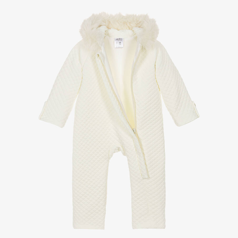 Jamiks-Ivory Quilted Jersey Pramsuit | Childrensalon Outlet