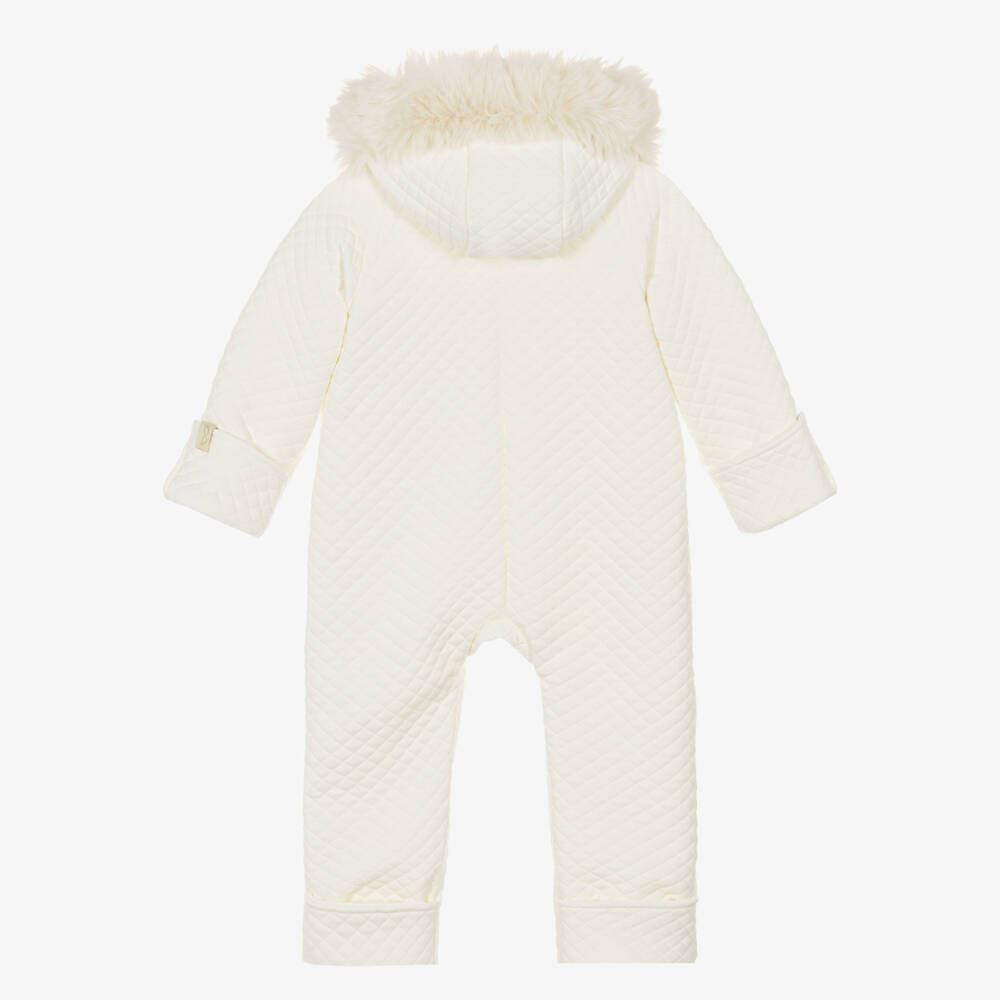 Jamiks-Ivory Quilted Jersey Pramsuit | Childrensalon Outlet