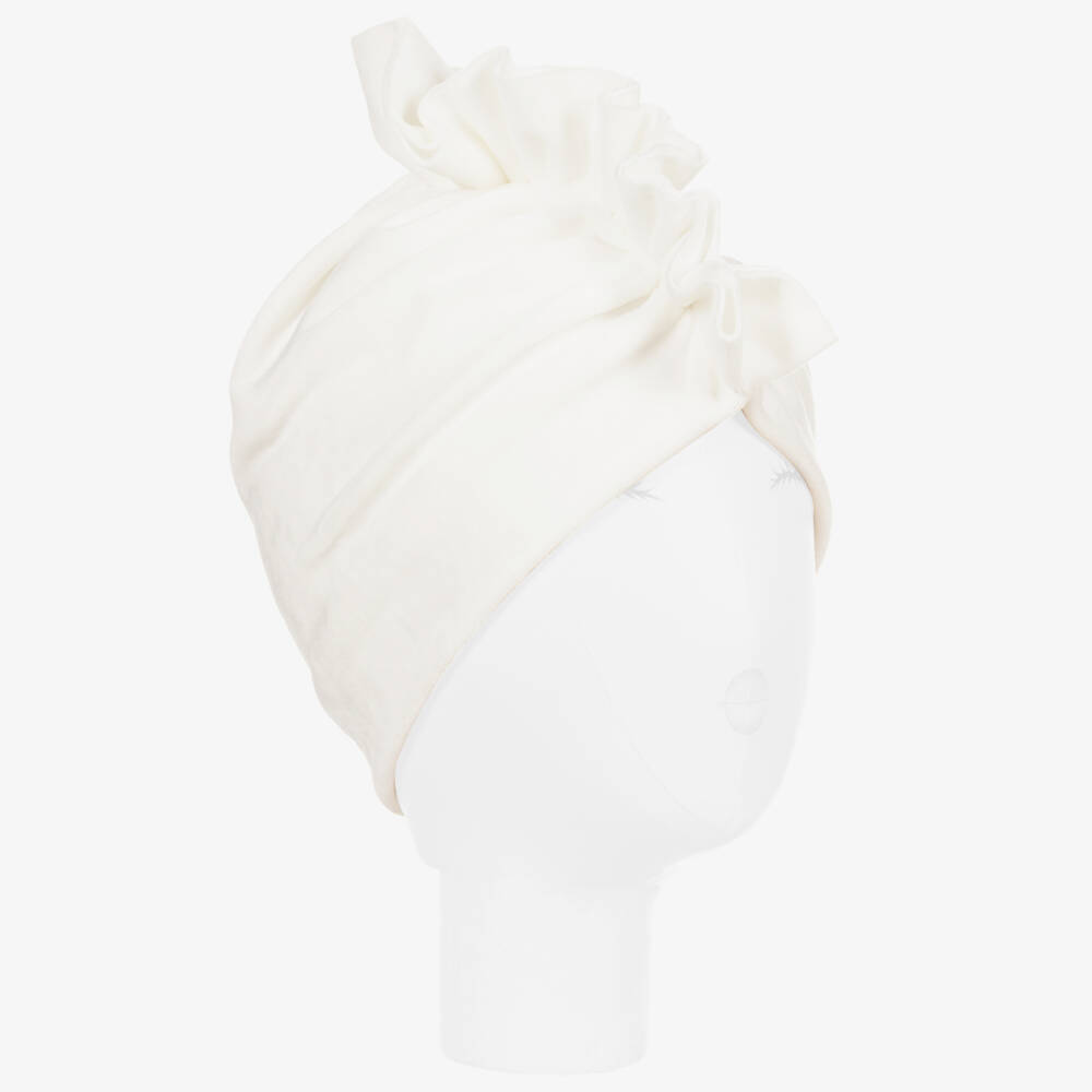 Jamiks-قبعة توربان قطيفة لون عاجي للبنات | Childrensalon Outlet