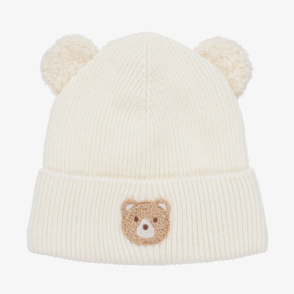 Jamiks - Ivory Wool-Knit Teddy Bear Baby Hat | Childrensalon