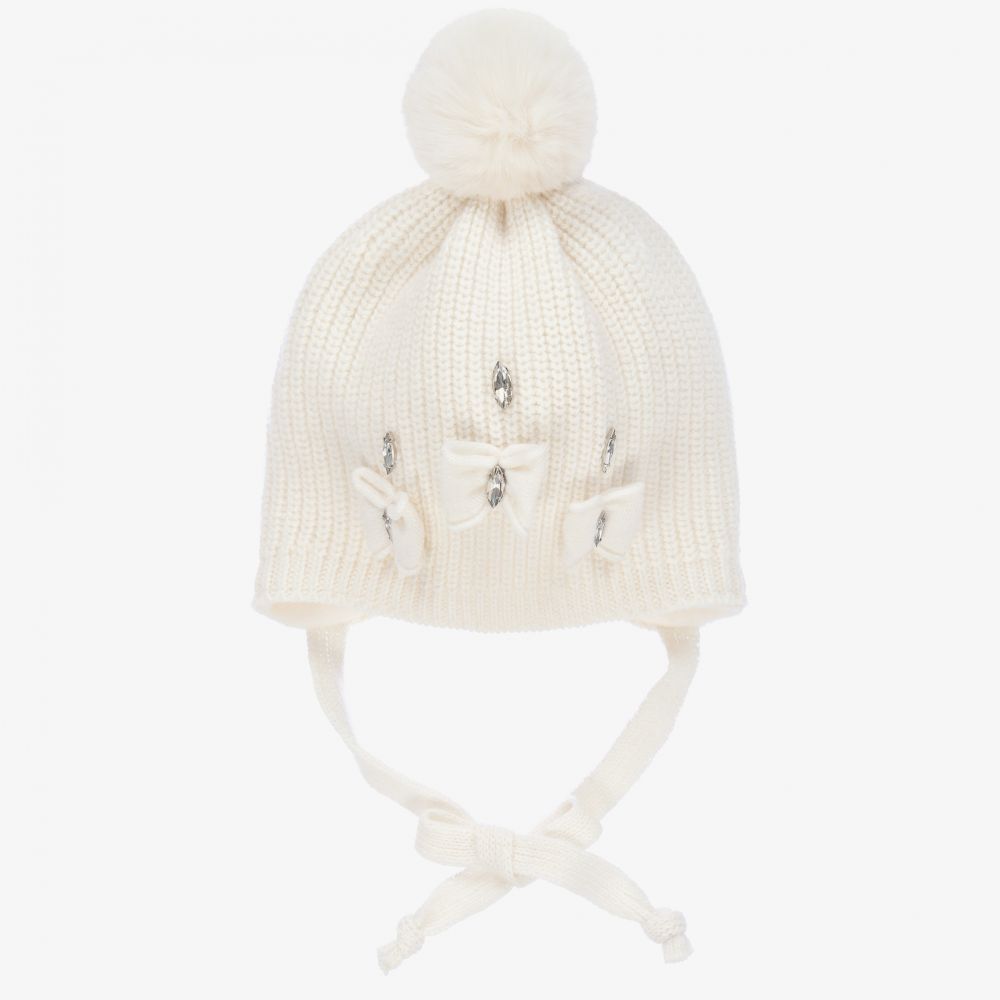 Jamiks - Ivory Wool Pom-Pom Hat | Childrensalon