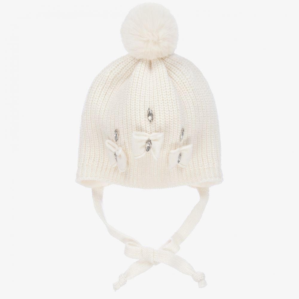 Jamiks-Ivory Wool Pom-Pom Hat | Childrensalon Outlet