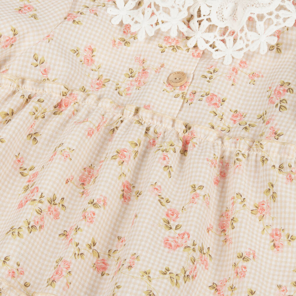 Jamiks-Платье Бежевое Цветочное Очарование для девочек | Childrensalon Outlet