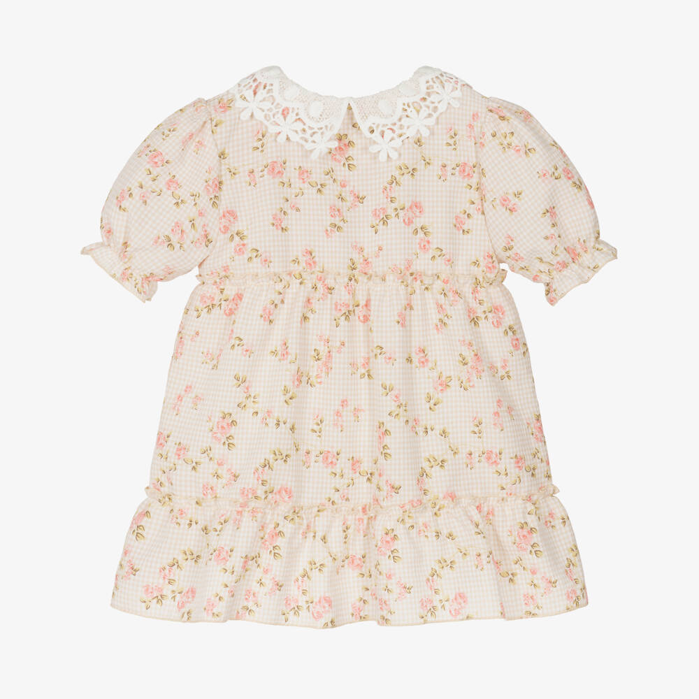 Jamiks-Платье Бежевое Цветочное Очарование для девочек | Childrensalon Outlet