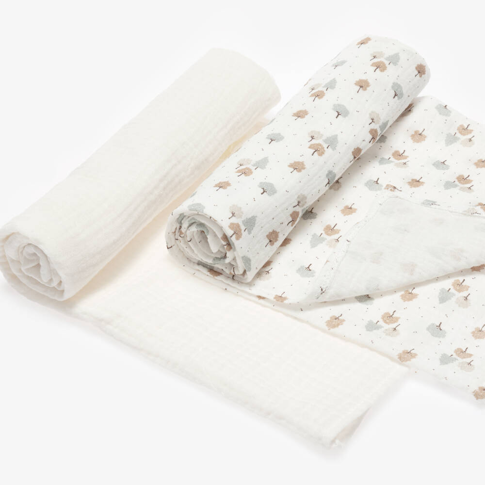 Jamiks-Organic Ivory Tree Print Muslin Duo | Childrensalon Outlet