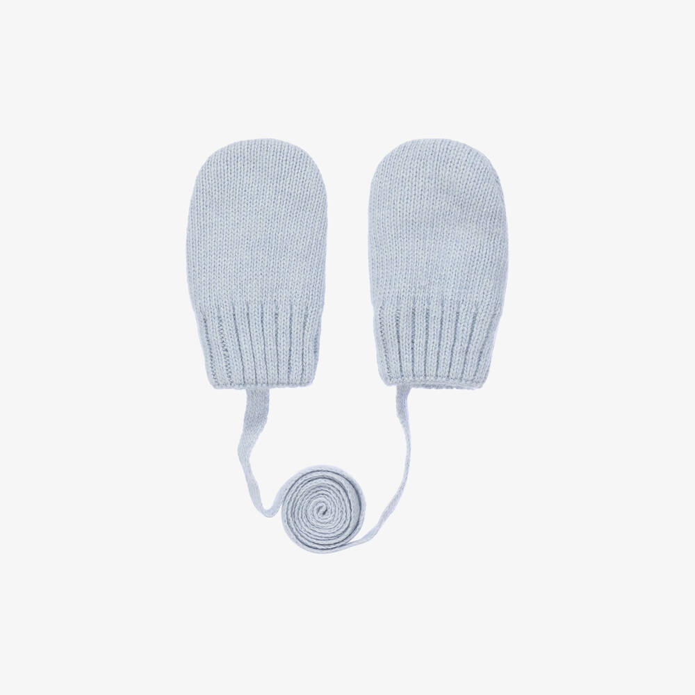 Jamiks - Pale Blue Knitted Baby Mittens | Childrensalon