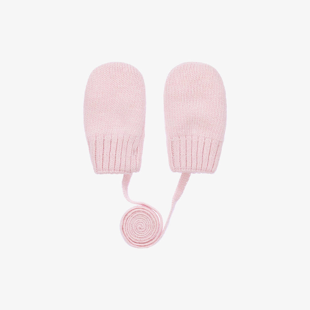 Jamiks - Pale Pink Knitted Baby Mittens | Childrensalon