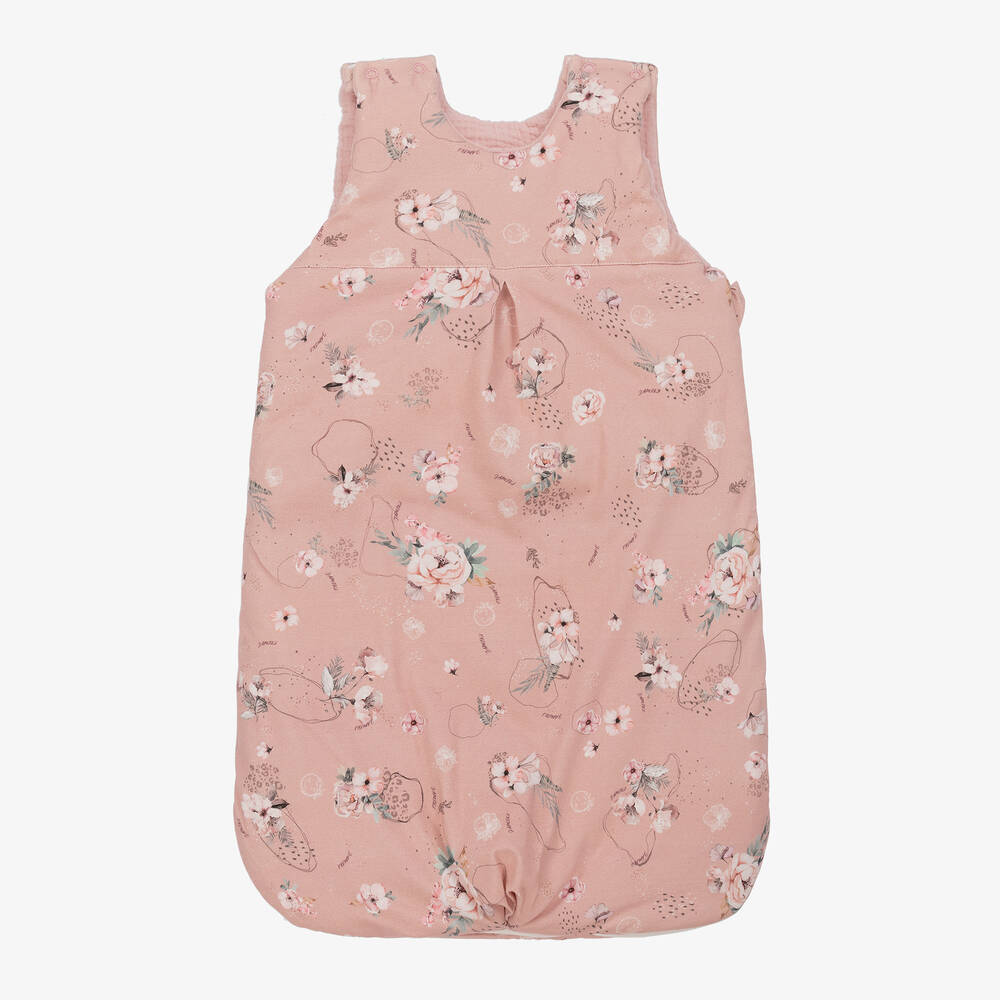 Jamiks - Pink Cotton Floral Baby Sleeping Bag (67cm) | Childrensalon