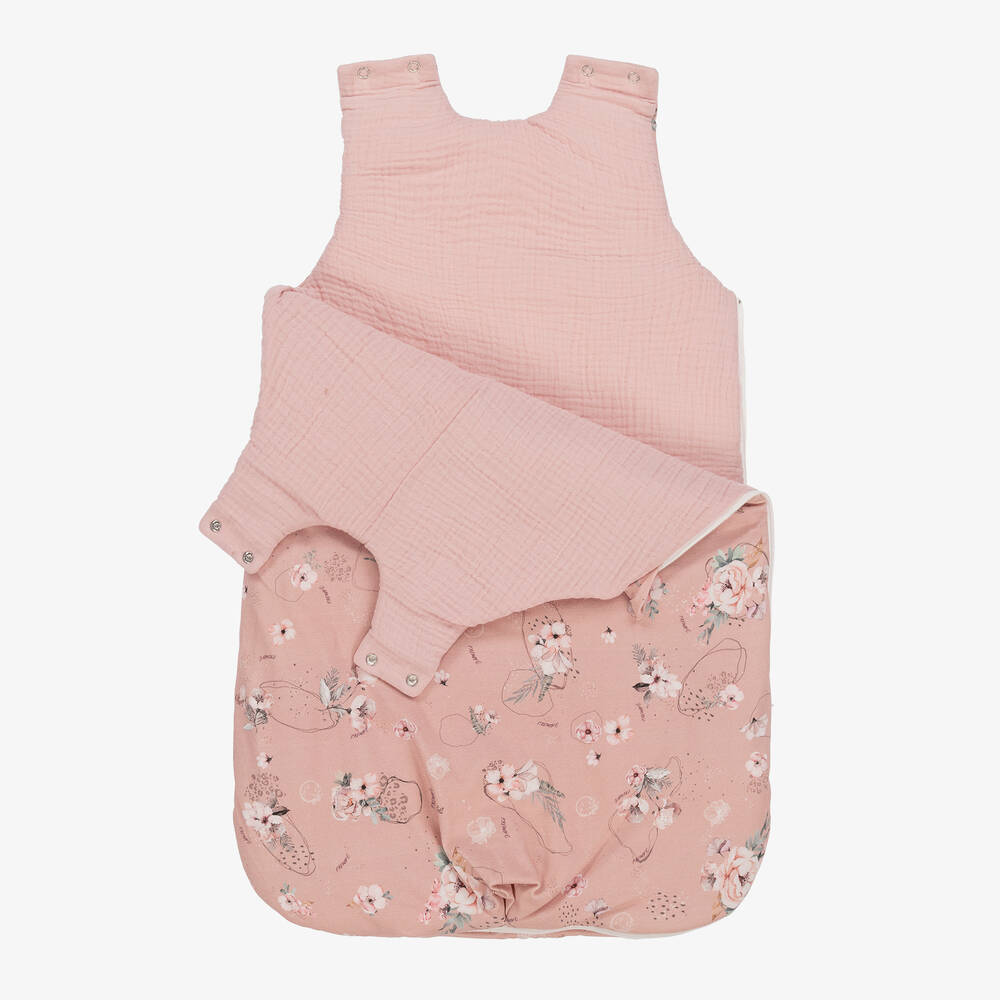 Jamiks Pink Cotton Floral Baby Sleeping Bag 67cm Childrensalon Outlet