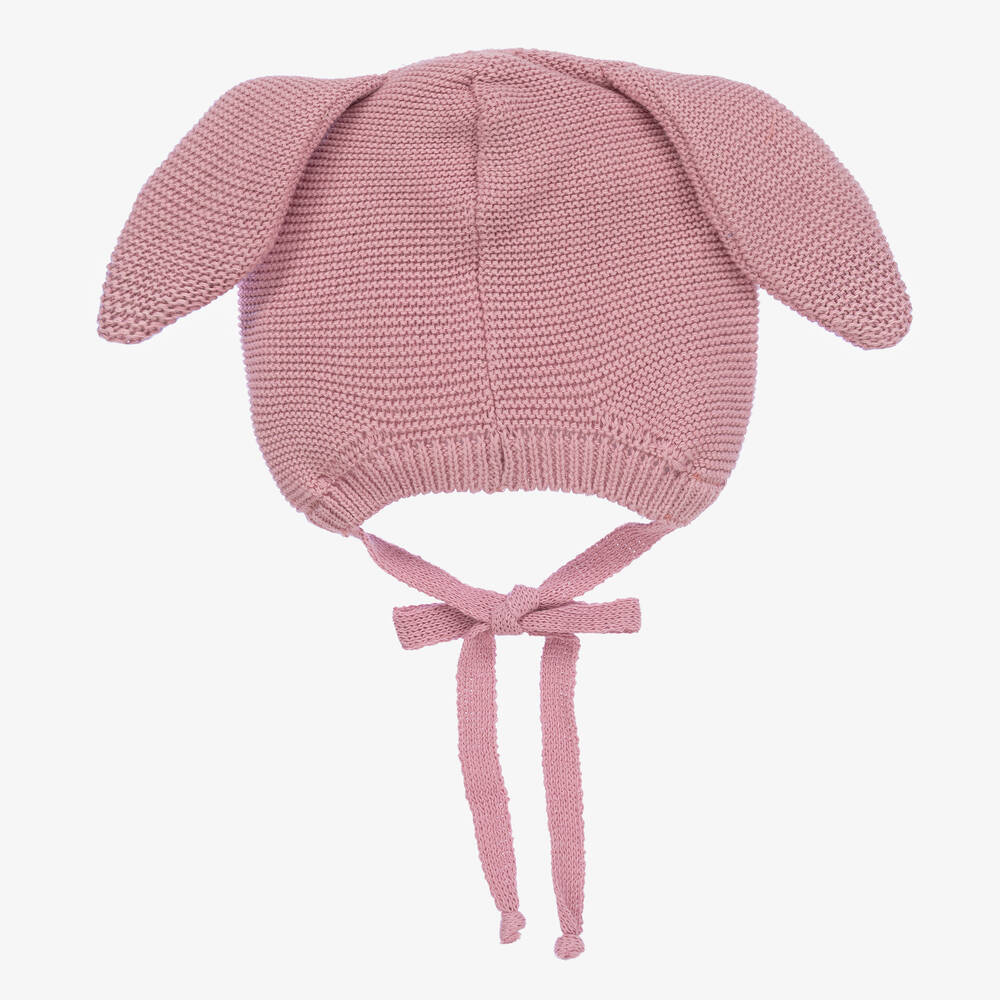 Jamiks-Pink Cotton Knit Bunny Ears Baby Hat | Childrensalon Outlet
