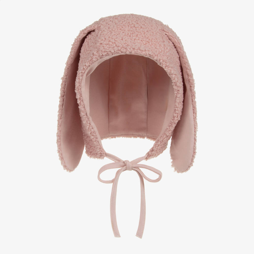 Jamiks - Розовая шапка из хлопка и шерпы с ушками кролика | Childrensalon