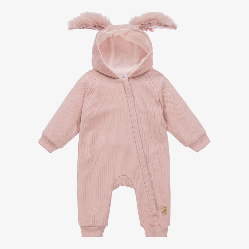Jamiks - Pink Jersey Bunny Ears Pramsuit | Childrensalon