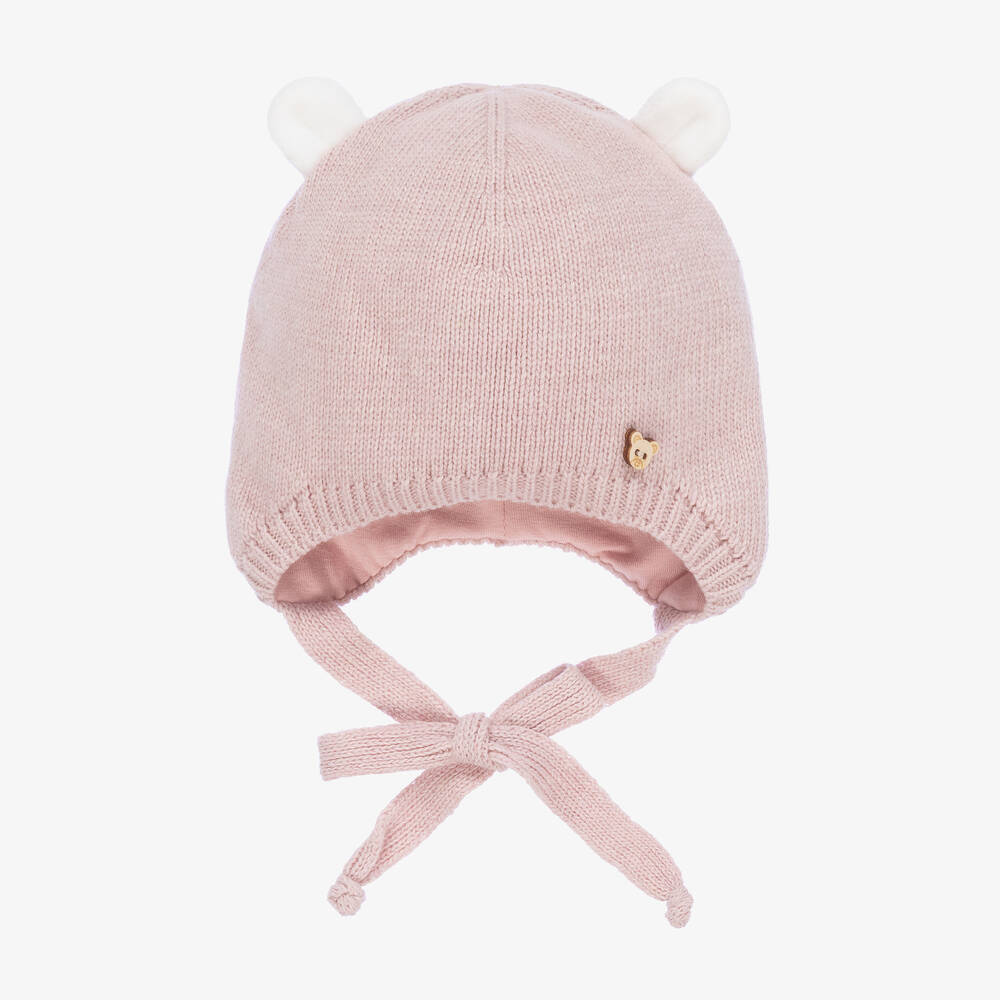 Jamiks - Розовая вязаная шапочка с ушками для малышей | Childrensalon