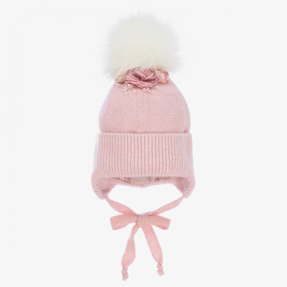 Jamiks - Pink Knitted Wool Pom-Pom Hat | Childrensalon