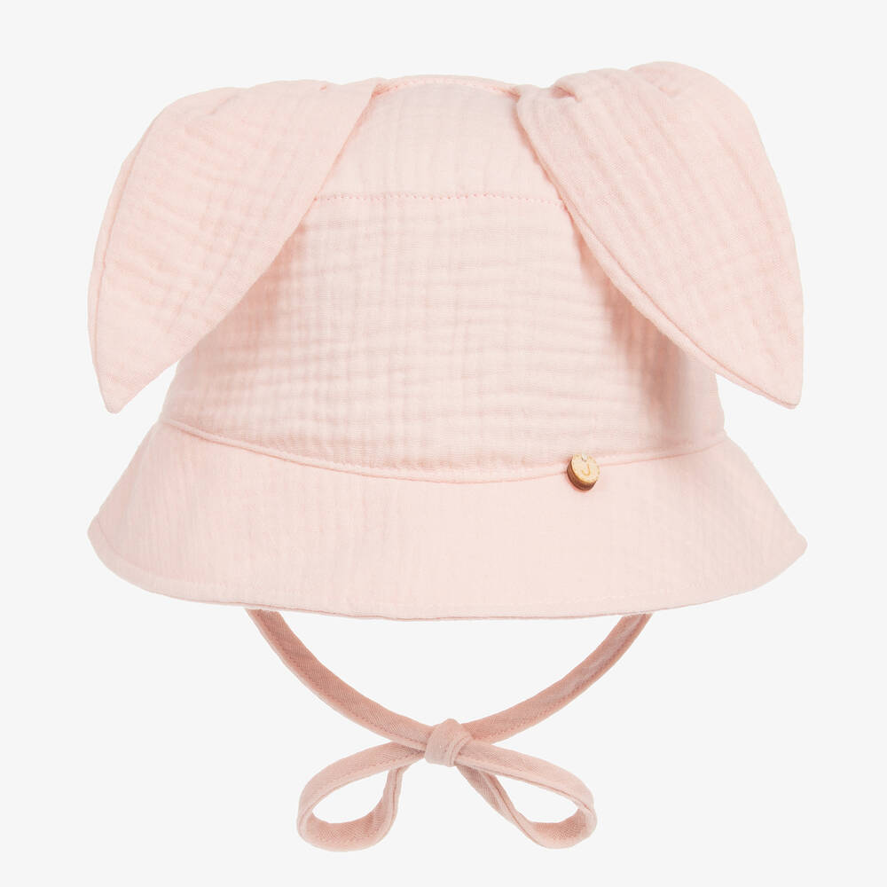 Jamiks - Розовая шапочка из органического хлопка с заячьими ушками | Childrensalon