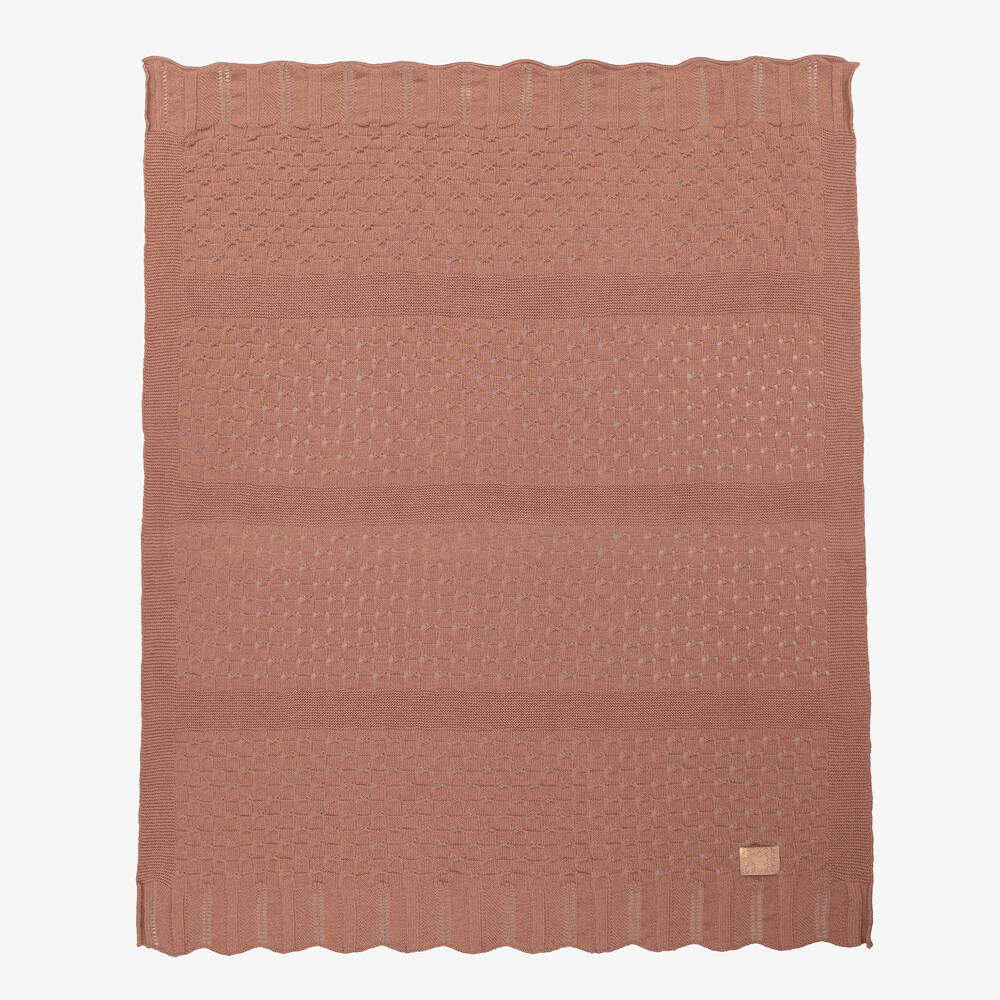 Jamiks - Pink Wool Knitted Blanket (100cm) | Childrensalon
