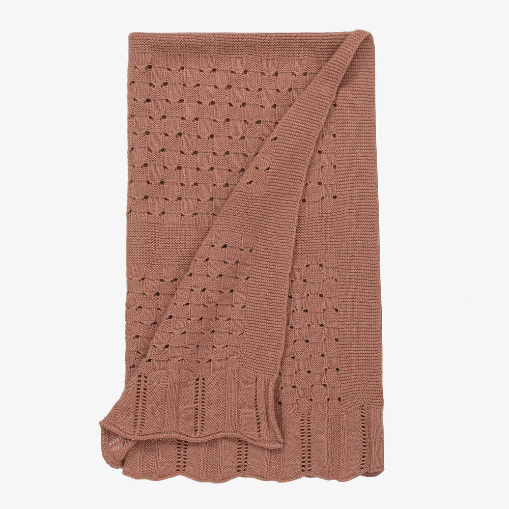 Jamiks-Pink Wool Knitted Blanket (100cm) | Childrensalon Outlet