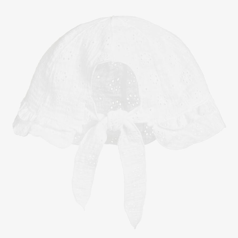 Jamiks-Белая хлопковая шапочка с английской гладью | Childrensalon Outlet