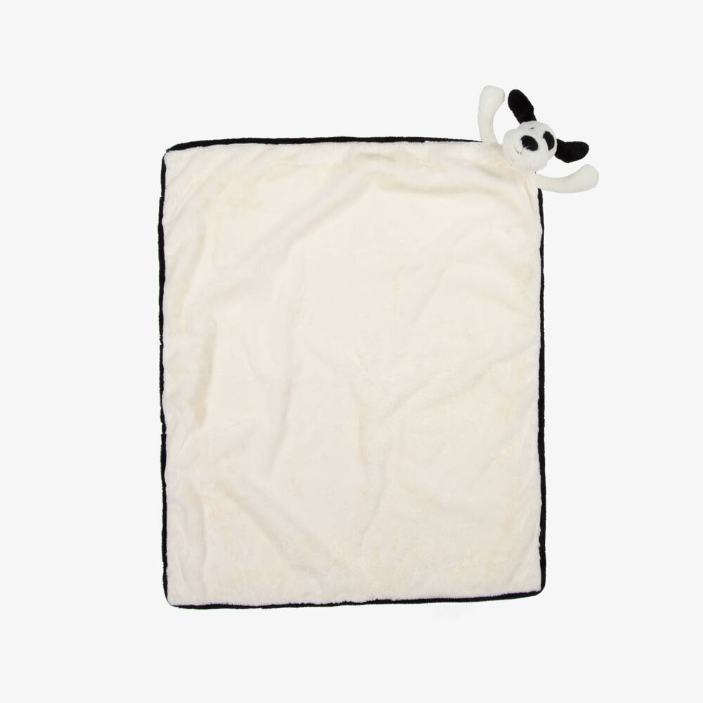 Jellycat-Cream & Black Bashful Puppy Blanket (71cm) | Childrensalon Outlet