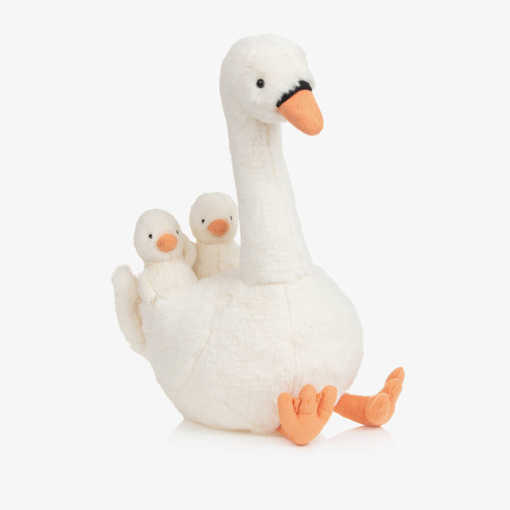 Jellycat-Ivory Featherful Swan Soft Toy (39 cm) | Childrensalon Outlet