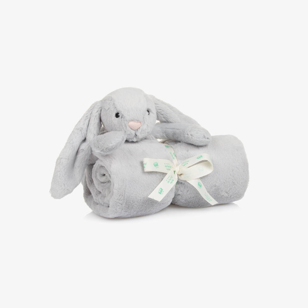 Jellycat-Silver Bashful Bunny Plush Blanket (74cm) | Childrensalon Outlet