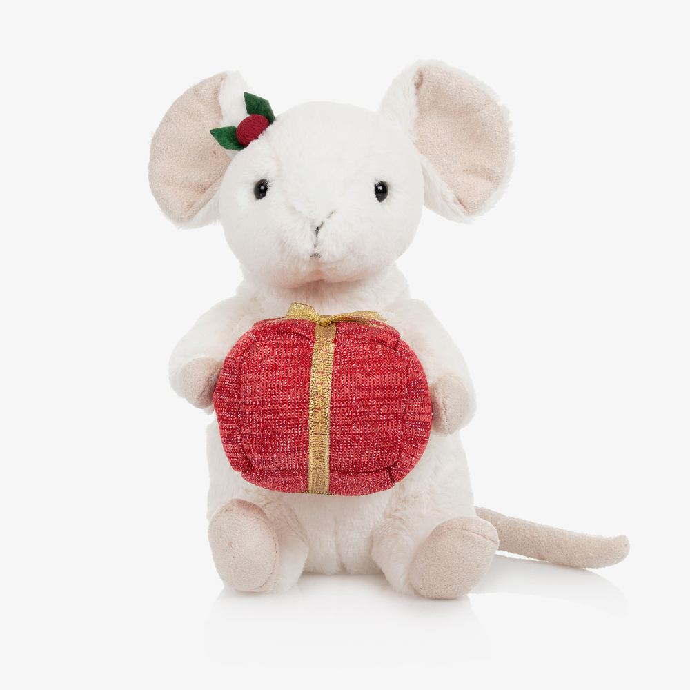 Jellycat - White Festive Mouse Toy (23cm) | Childrensalon