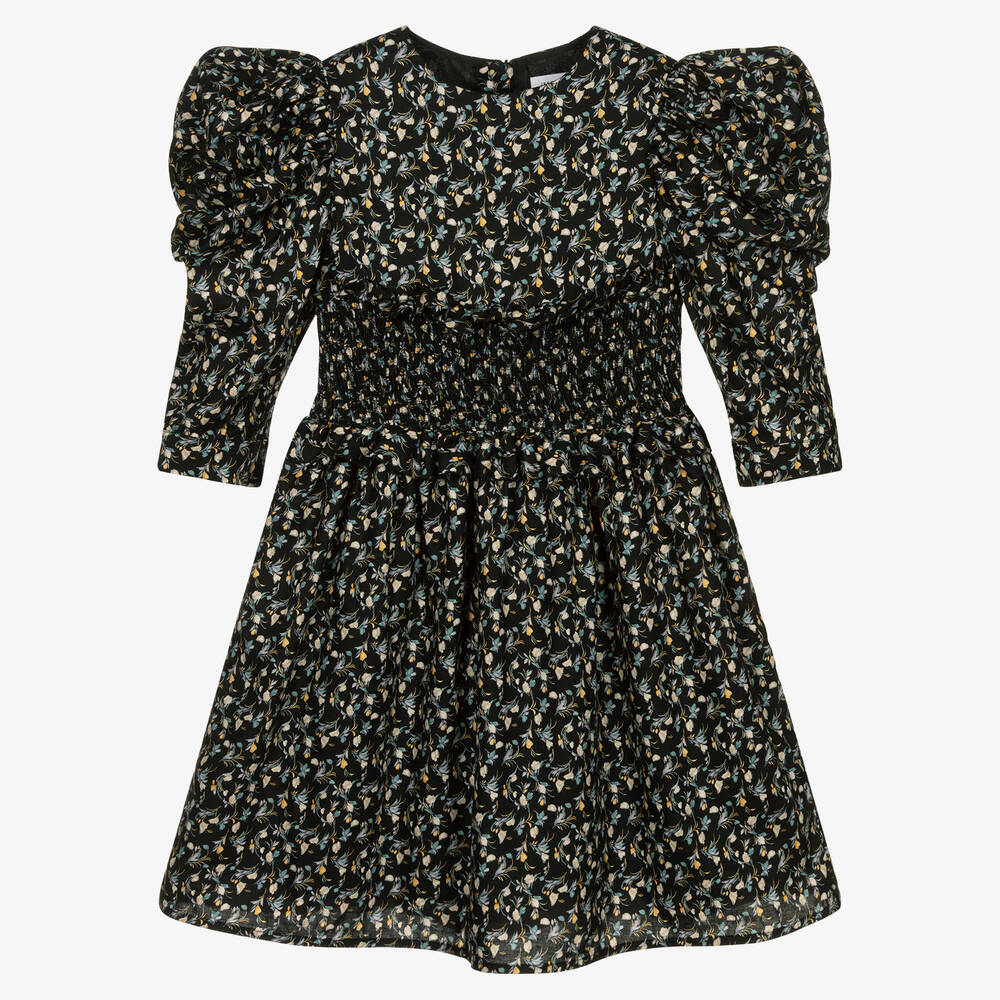 Jessie and James London - Black Floral Lyocell Dress | Childrensalon