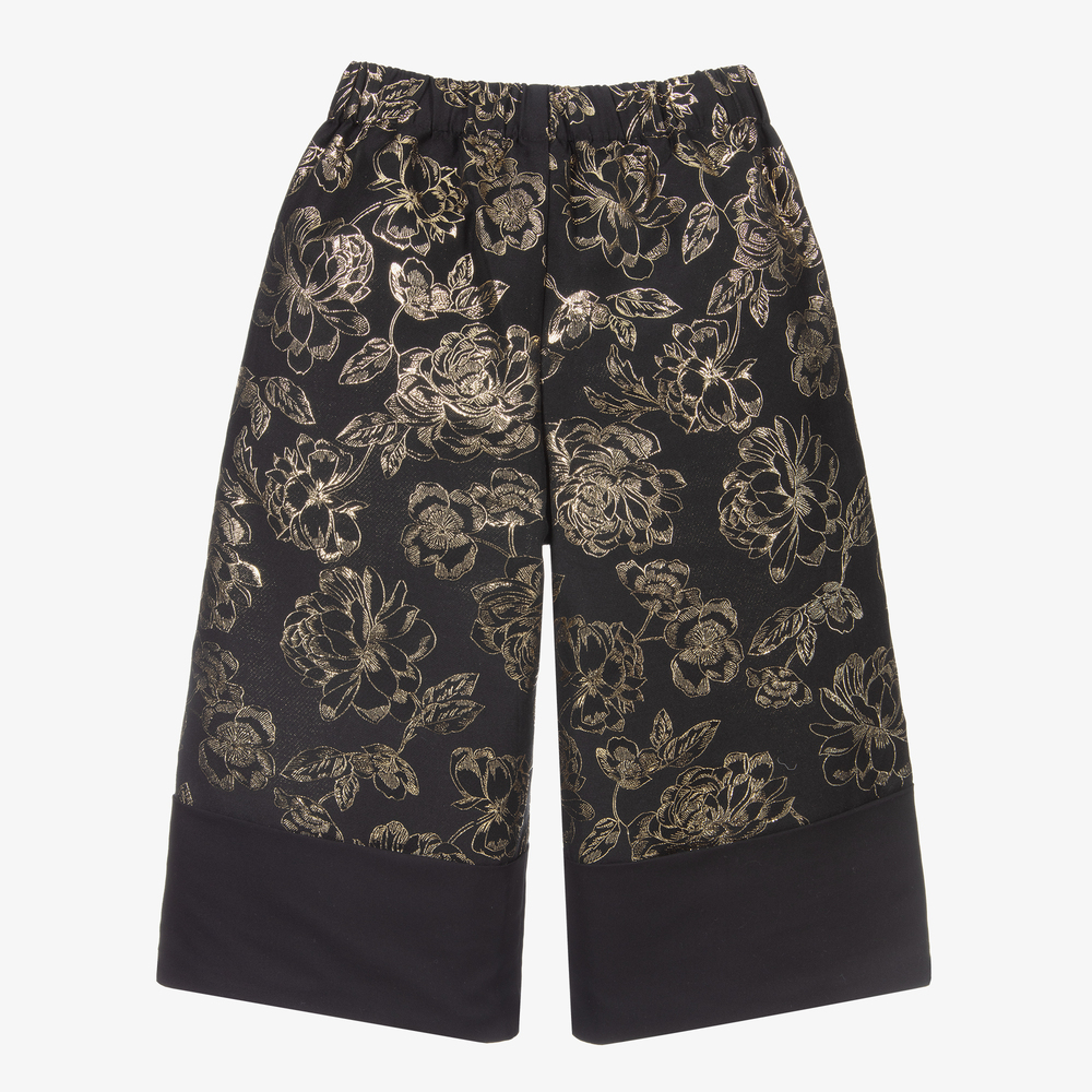 Jessie and James London-Black & Gold Flared Trousers | Childrensalon Outlet
