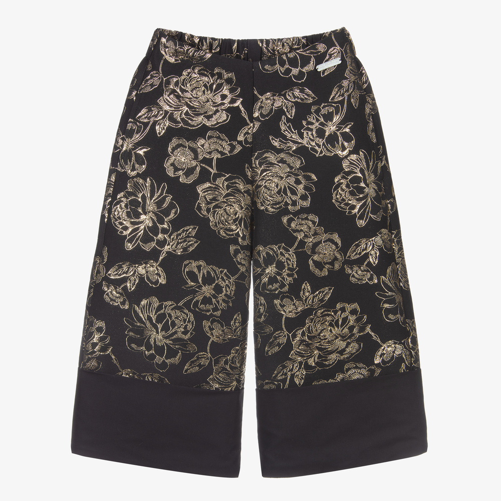 Jessie and James London - Black & Gold Flared Trousers | Childrensalon