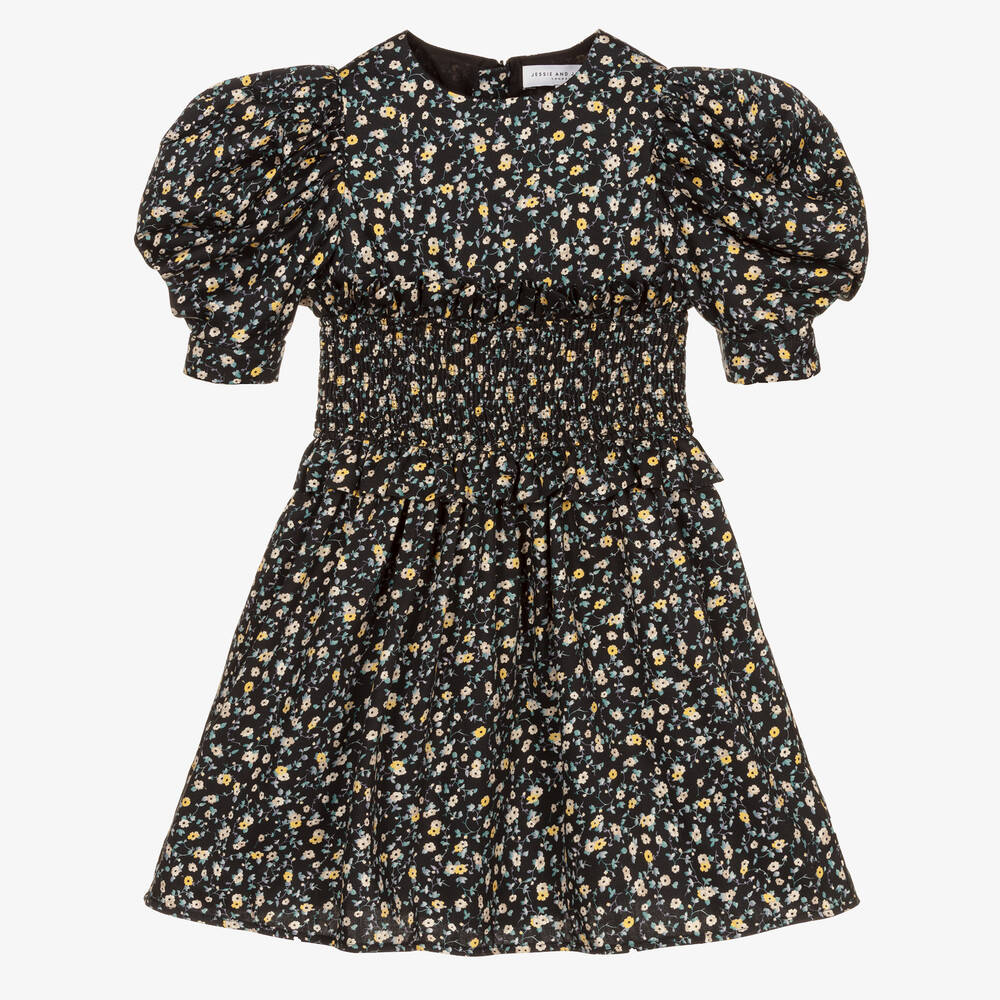 Jessie and James London - Black & Yellow Floral Dress | Childrensalon