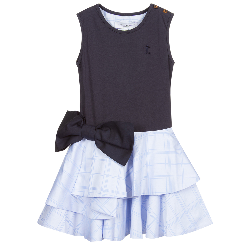 Jessie and James London - Blue Cotton Dress | Childrensalon